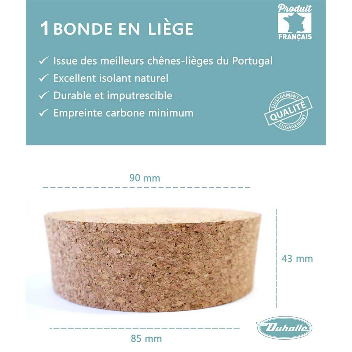 1 Bonde en Liège Conique du Portugal Ø 90 mm / 85 mm (H) 33 mm
