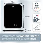 Balance Digitale Rechargeable 15 kg – Design Noir Eco‑conçu