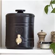 Vinaigrier Design Emile Henry Noir Mat 2,5 Litres avec Robinet Bois et Coupelle en Céramique