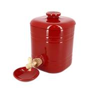 Vinaigrier Design Emile Henry Rouge Flamboyant - 2,5 Litres avec Robinet Bois et Coupelle en Céramique