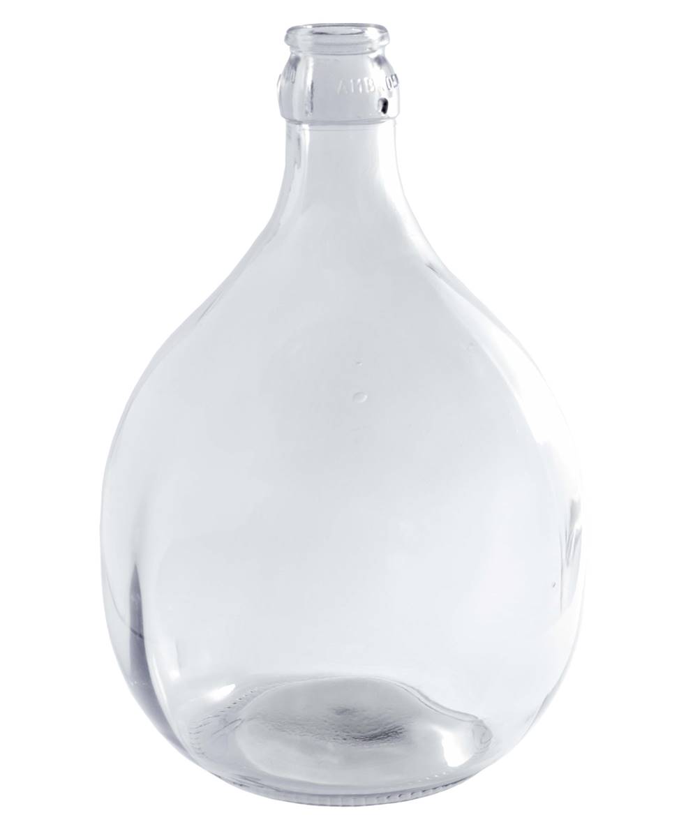 Bonbonne Dame-jeanne 5 L Col Large - Verre Transparent, Entourage Plastique