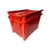 Caisse Gerbable Ajourée pour Fruits 40L – Rouge