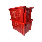 Caisse Gerbable Ajourée pour Fruits 40L – Rouge