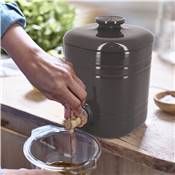 Vinaigrier Design Emile Henry Anthracite 2,5 Litres avec Robinet Bois et Coupelle en Céramique