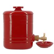 Vinaigrier Design Emile Henry Rouge Flamboyant - 2,5 Litres avec Robinet Bois et Coupelle en Céramique